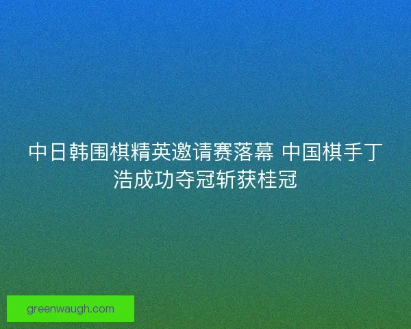 中日韩围棋精英邀请赛落幕 中国棋手丁浩成功夺冠斩获桂冠