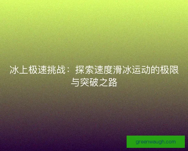 冰上极速挑战：探索速度滑冰运动的极限与突破之路