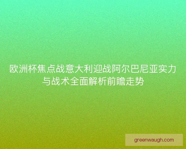 欧洲杯焦点战意大利迎战阿尔巴尼亚实力与战术全面解析前瞻走势